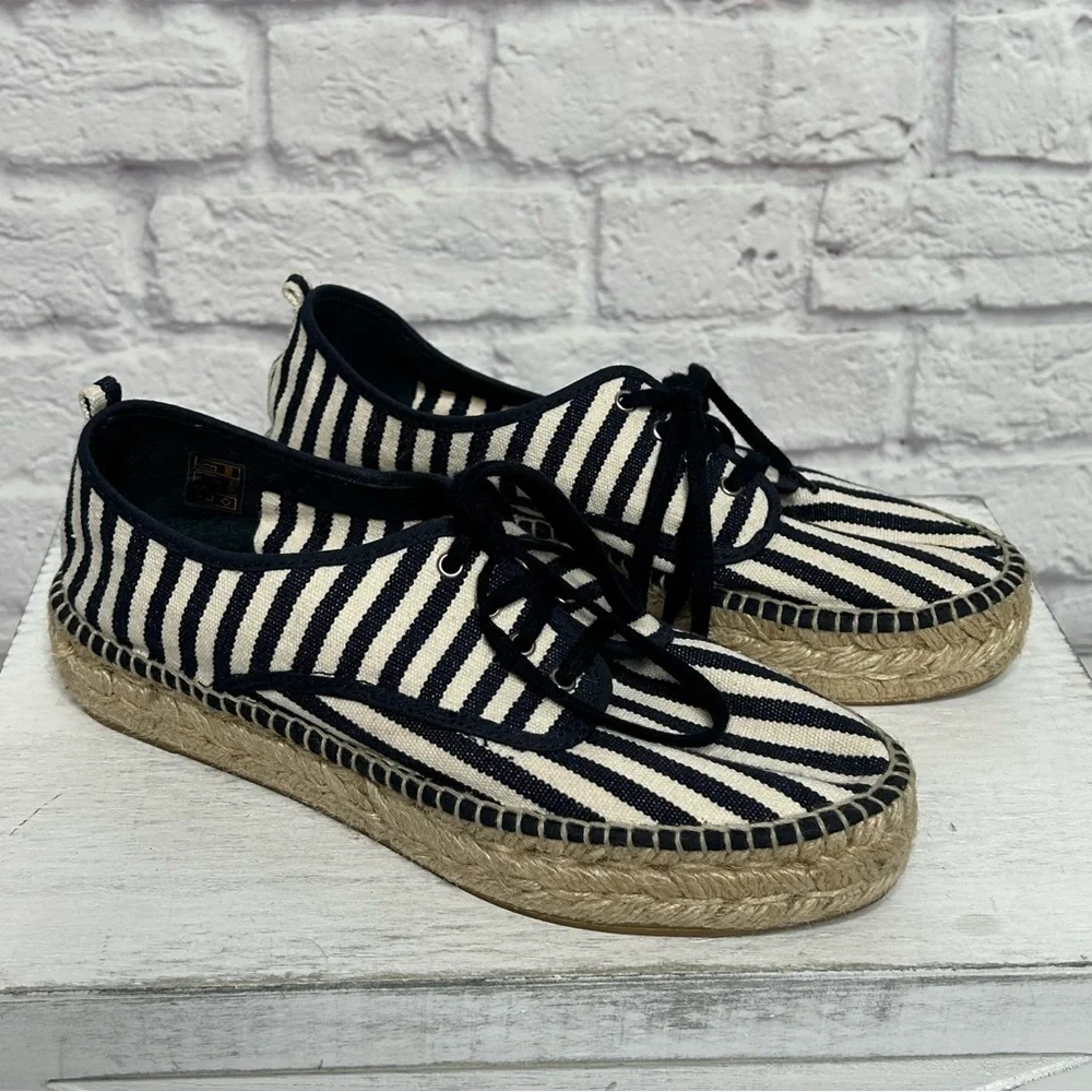 Loeffler Randall Alfie Navy Striped Espadrille Sneakers